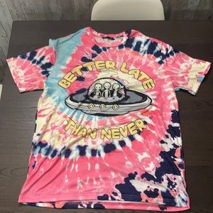 SHEIN Tie Dye “Better Late Than Never” Tee